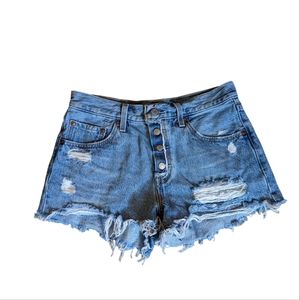 VTG Levi's 501 XX Denim Jean Cutoff Shorts High Waist Size 27 Big E Frayed